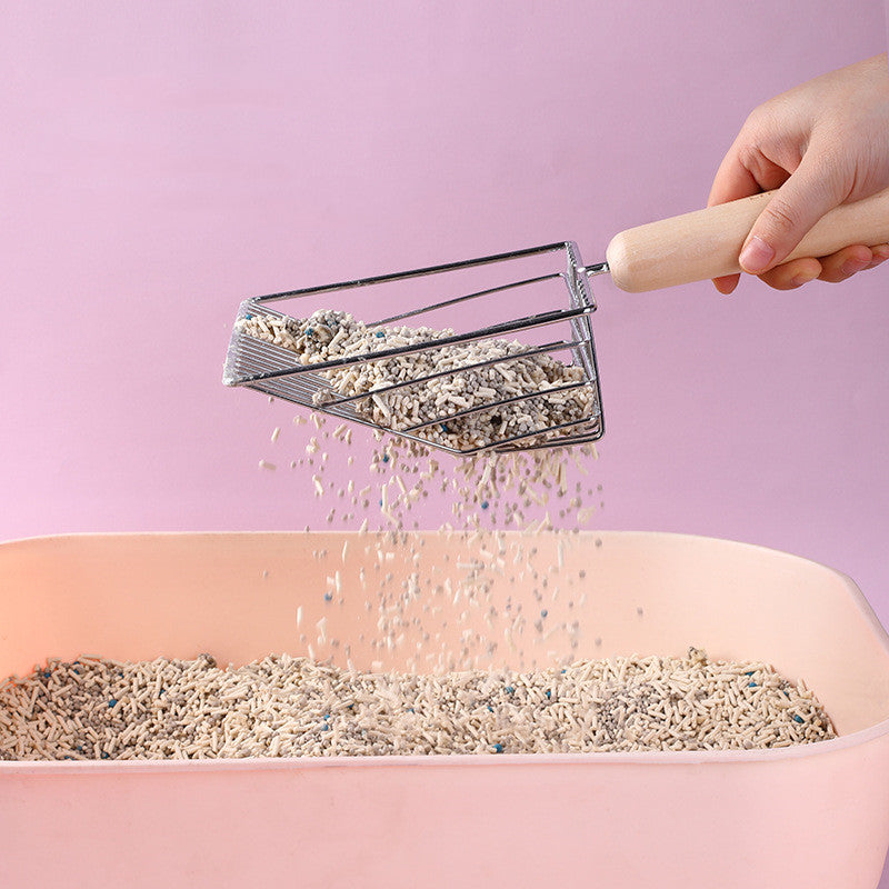 Metal Cat Litter Scoop with Wooden Handle