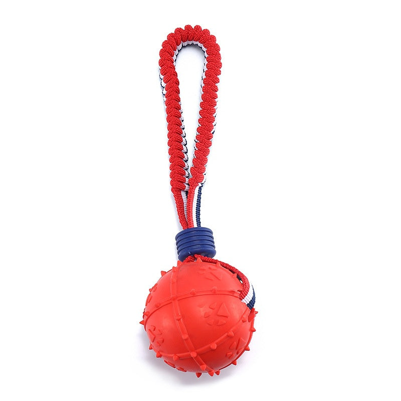Ball Toy with Elastic Rope for Dogs - Footprints Acanthosphere Red