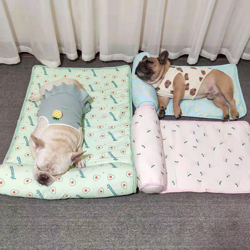 Ice Silk Pet Mat with Pillow