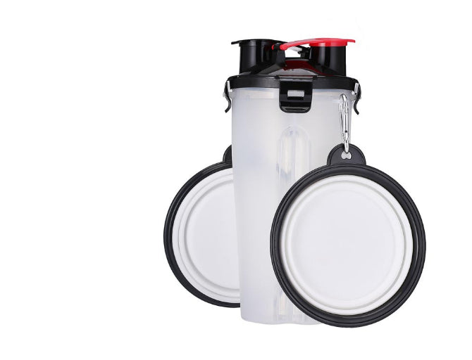 2-in-1 Water Bottle and Food Container - White Single cup double bowl 1set