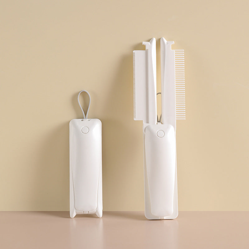Cat Grooming Brush in white, shown open and closed