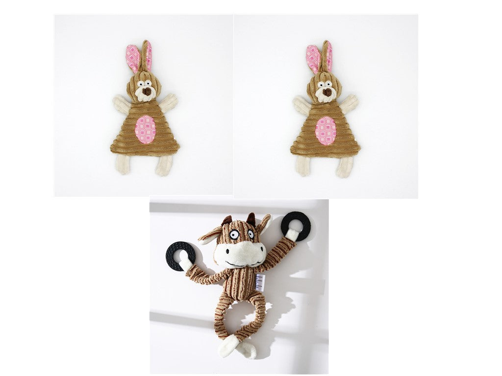 Plush Donkey and Friends Dog Toy - Set4