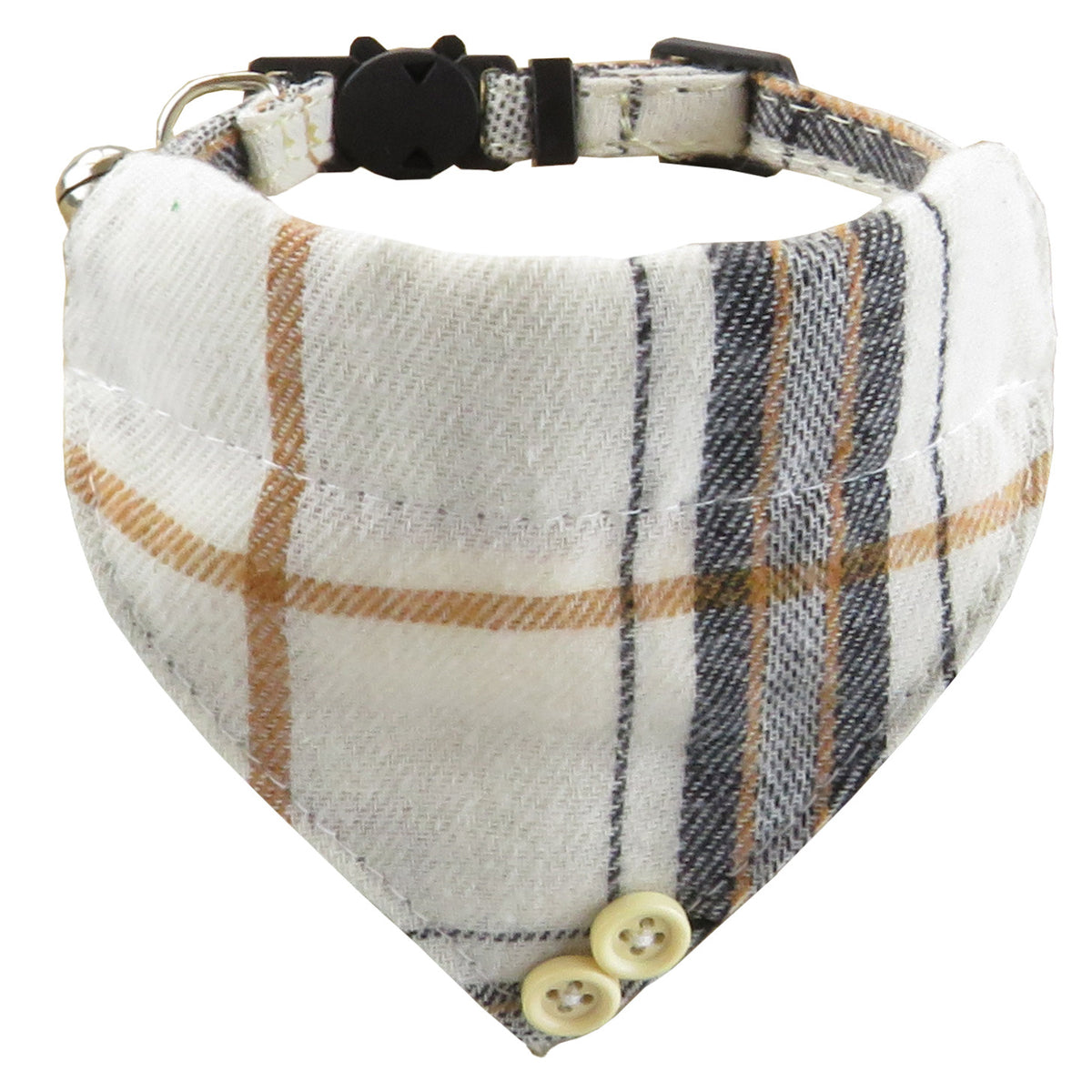 Plaid Cat Collar with Bow Tie or Bandana - White / Bandana