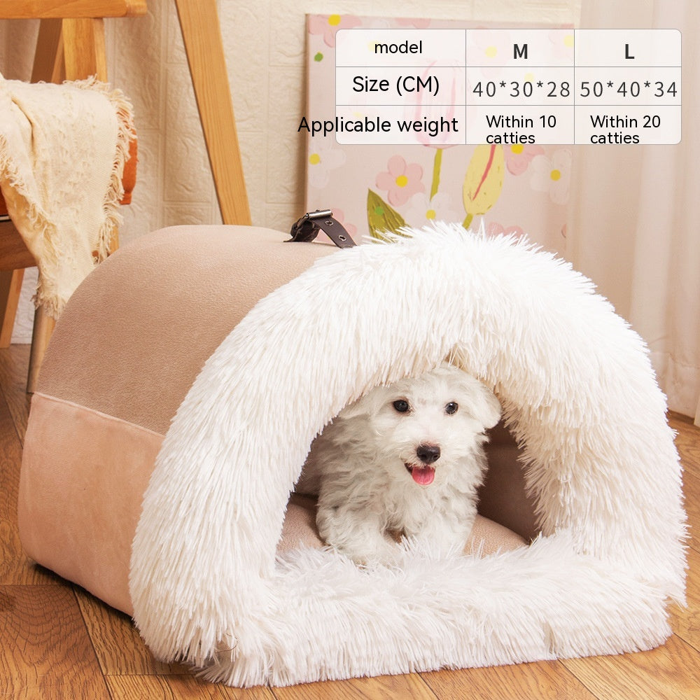 Semi-Enclosed Portable Pet House Bed