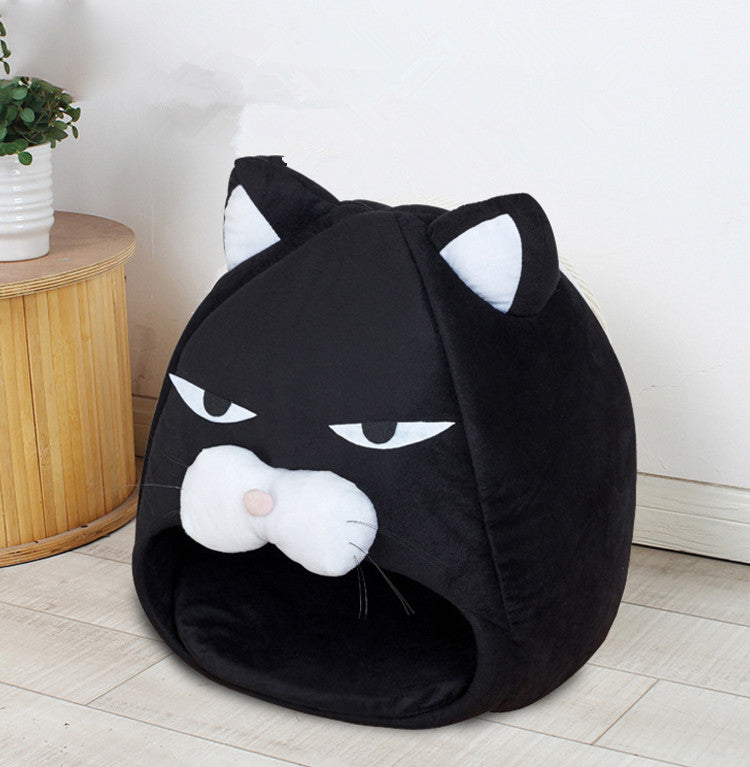 Plush Enclosed Pet House Bed