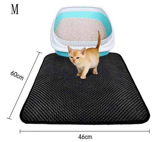 Double-Layer Cat Litter Mat - M / Black