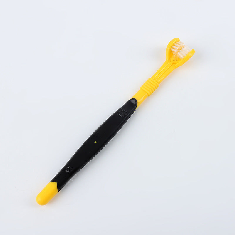 Pet Toothbrush with Nylon Bristles - Black And Yellow / Sealed Bag