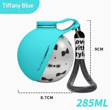 Dog Water Bottle with Waste Bag Dispenser - Blue / Printed
