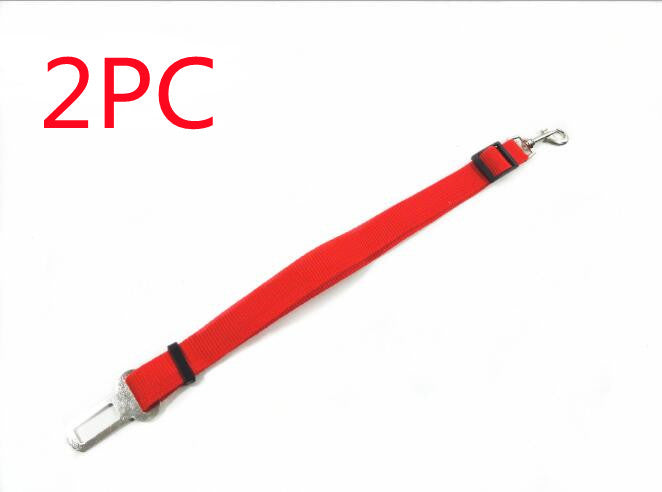 Adjustable Car Seat Belt Dog Lead - Red 2PC