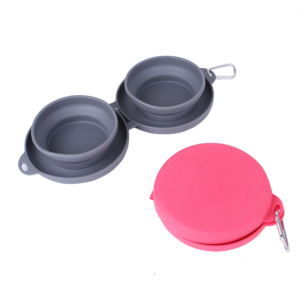 Collapsible Double Pet Bowl with Mat