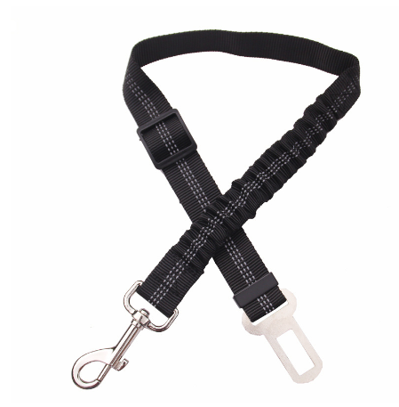 Elastic Dog Car Seat Belt Tether - Black