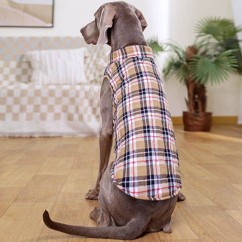 Quilted Plaid Dog Jacket with D-Ring