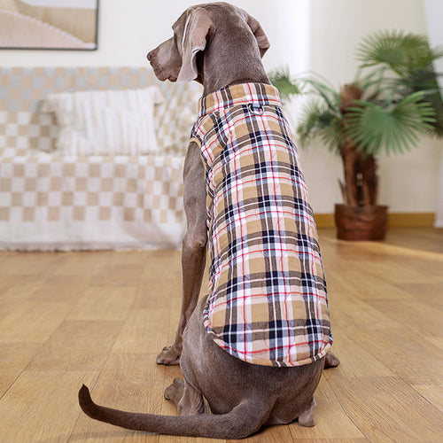 Quilted Plaid Dog Jacket with D-Ring