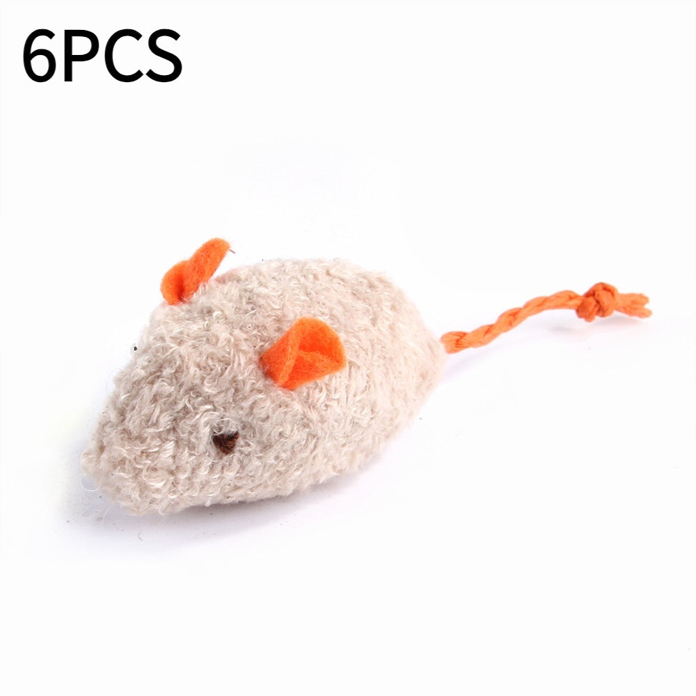 Plush Mouse Toy for Cats - 6Pcs Orange