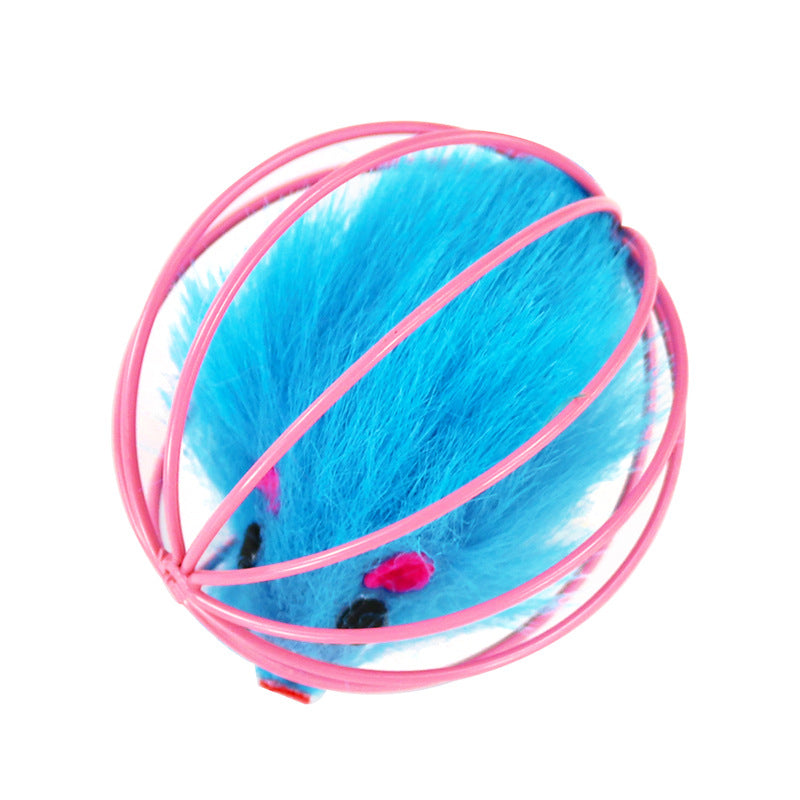 Caged Plush Mouse Ball for Cats