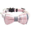Plaid Cat Collar with Bow Tie or Bandana - Pink / Bow tie