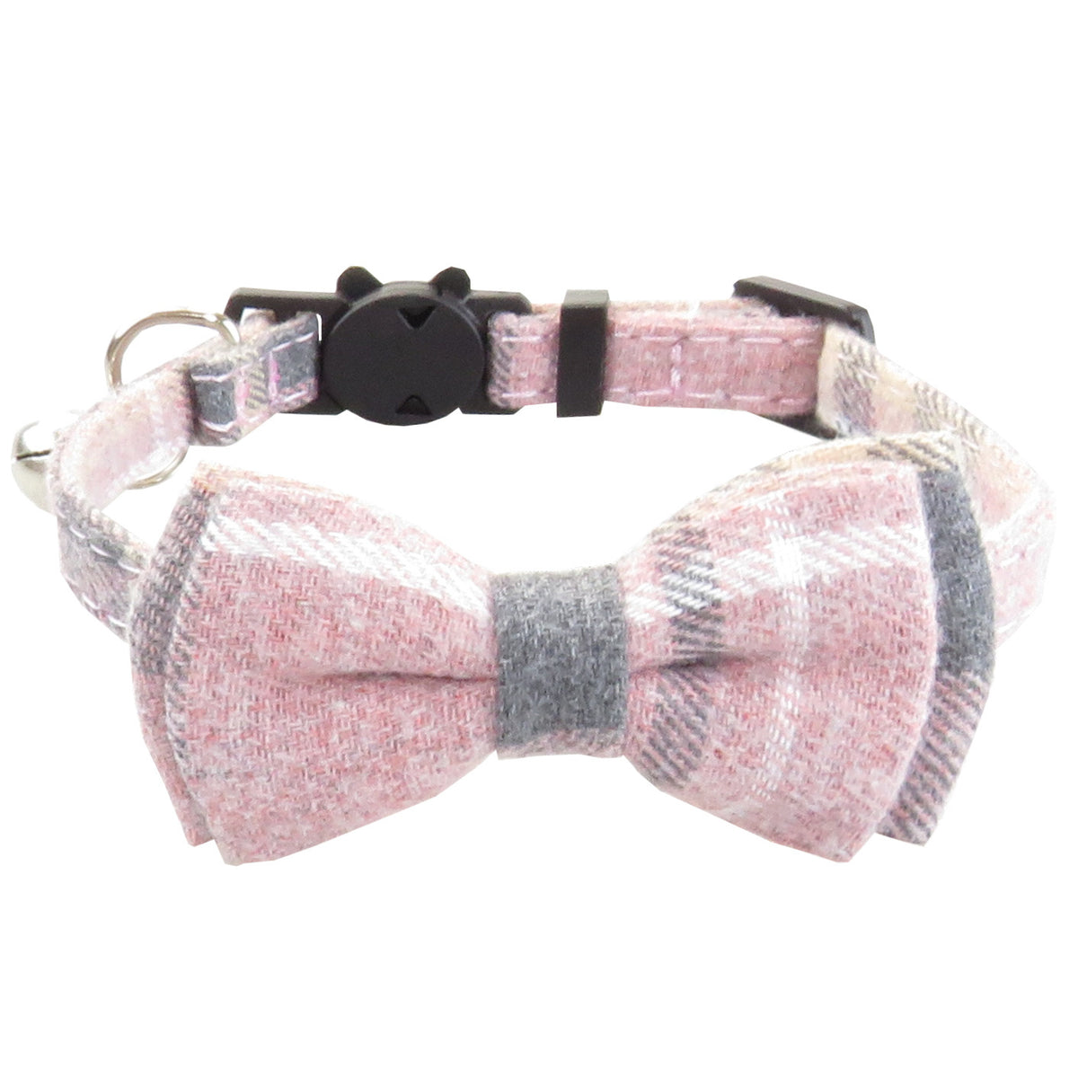 Plaid Cat Collar with Bow Tie or Bandana - Pink / Bow tie