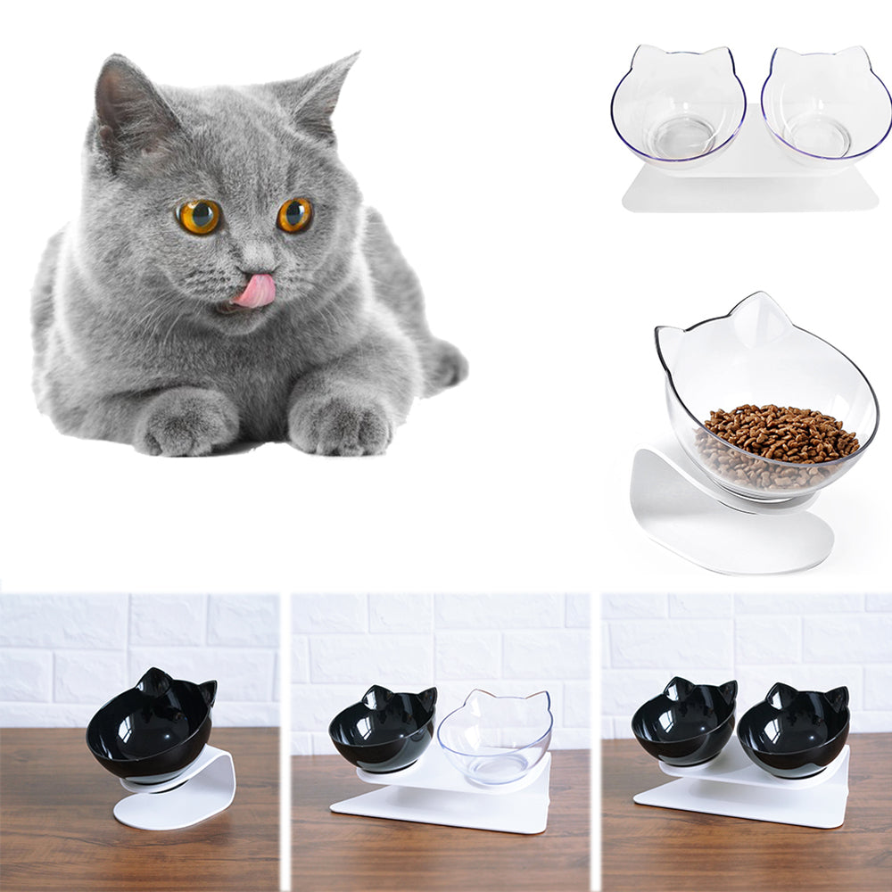 Cat Head Tilted Double Bowl