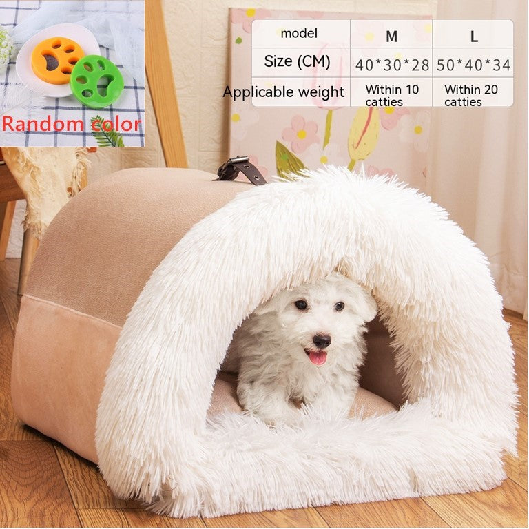 Semi-Enclosed Portable Pet House Bed