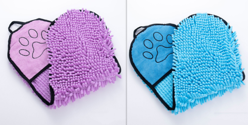 Chenille Pet Towel with Hand Pockets - Set