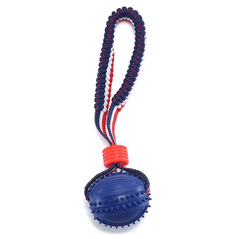 Ball Toy with Elastic Rope for Dogs - Rugby Blue