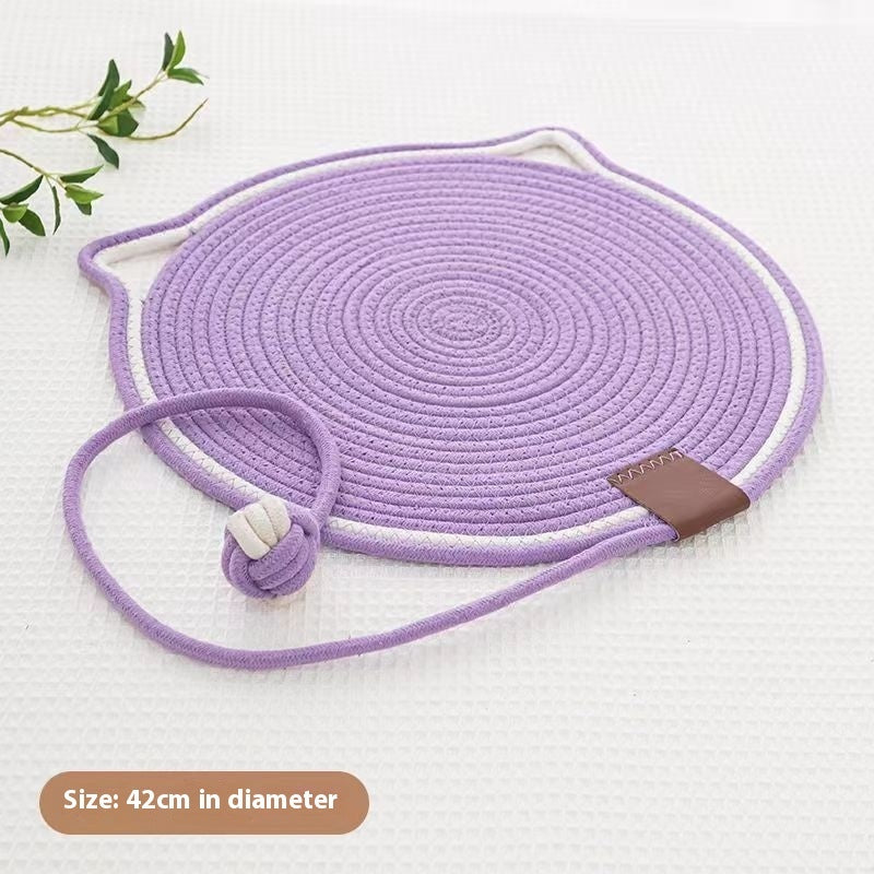 Braided Cotton Rope Cat Scratching Mat - Purple Toy
