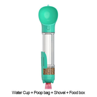 3-in-1 Dog Water Bottle and Feeder - 300ml / Aquamarine