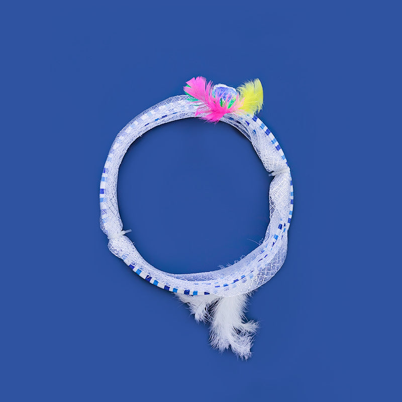 Foldable Mesh Cat Tunnel with Feather