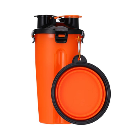 2-in-1 Water Bottle and Food Container - Orange Cup and bow 2pc
