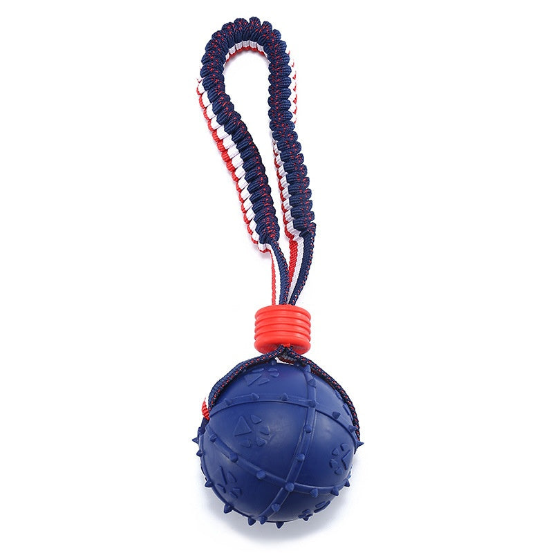 Ball Toy with Elastic Rope for Dogs - Footprints Acanthosphere Blue