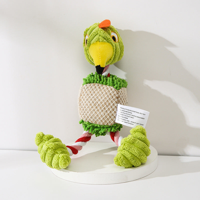 Plush Donkey and Friends Dog Toy - Green flamingo