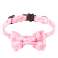 Heart Print Pet Collar With Bow