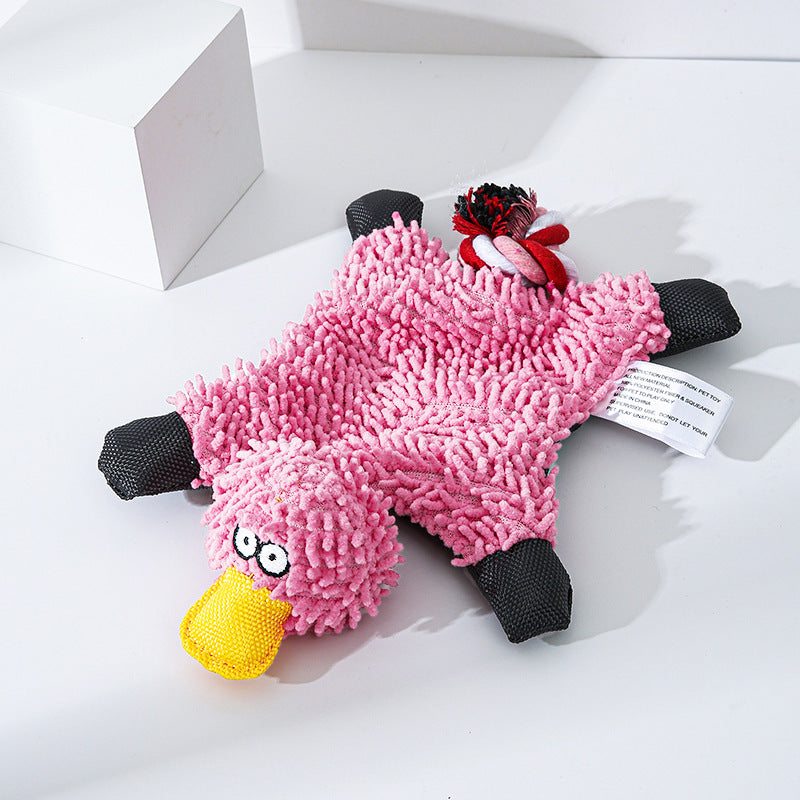 Mop-Style Plush Duck Toy for Dogs