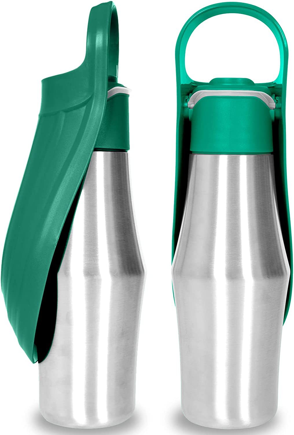 Stainless Steel Dog Water Bottle with Leaf Bowl