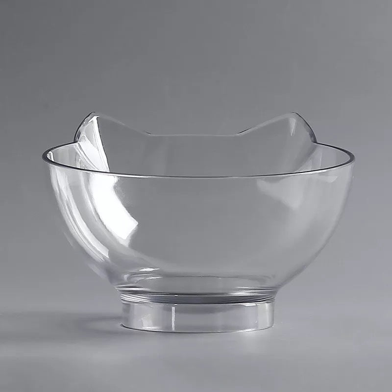 Cat Head Tilted Double Bowl - Single transparent bowl