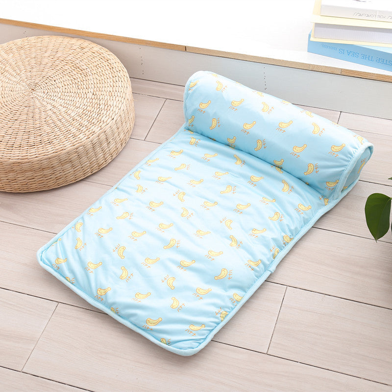 Ice Silk Pet Mat with Pillow