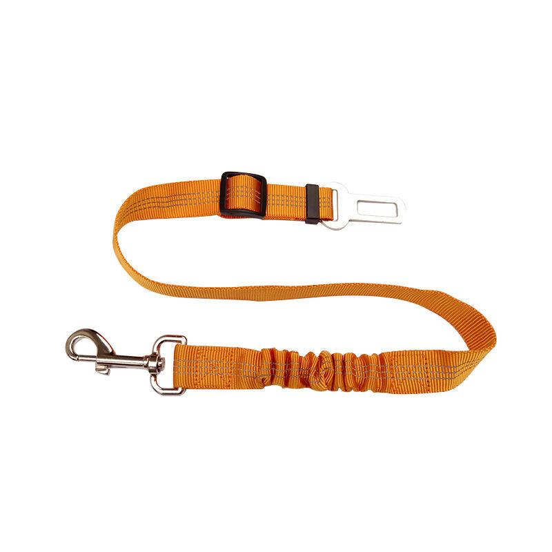 Reflective Dog Car Seat Belt - Orange