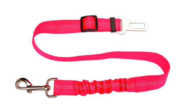 Reflective Dog Car Seat Belt - Pink