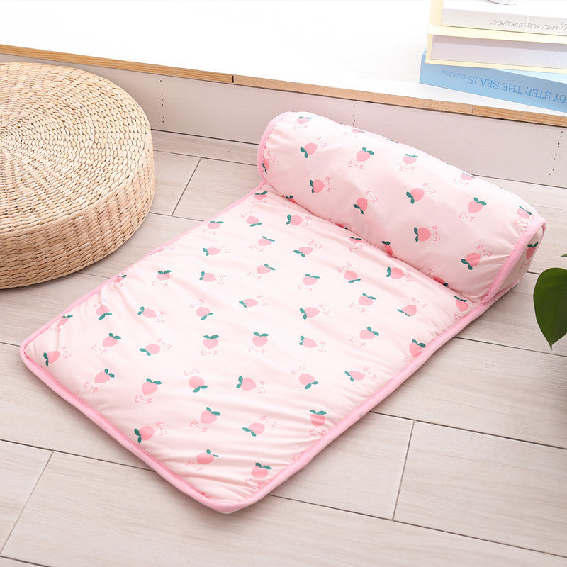 Ice Silk Pet Mat with Pillow