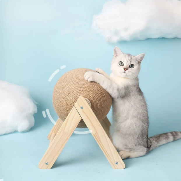 Sisal Scratching Ball with Wooden Frame