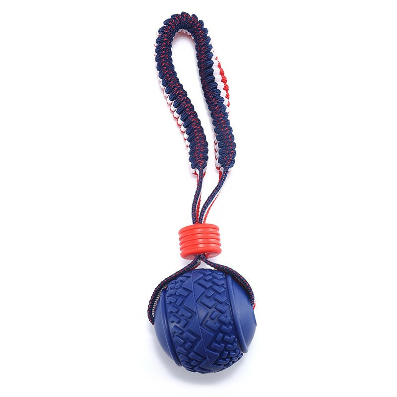 Ball Toy with Elastic Rope for Dogs - Tire Ball Blue