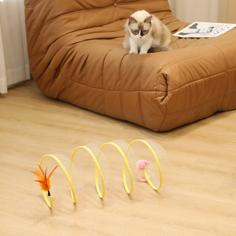 Mesh Cat Tunnel with Hanging Toys
