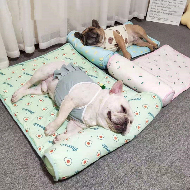 Ice Silk Pet Mat with Pillow