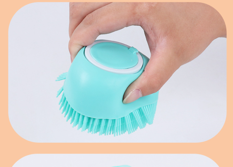 Silicone Bath Brush with hand strap in use