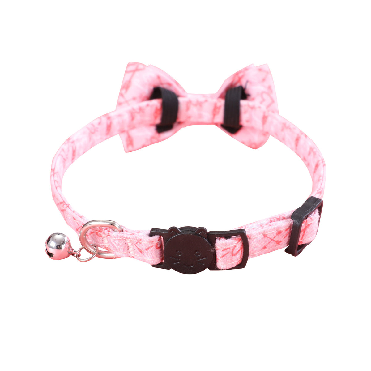 Heart Print Pet Collar With Bow