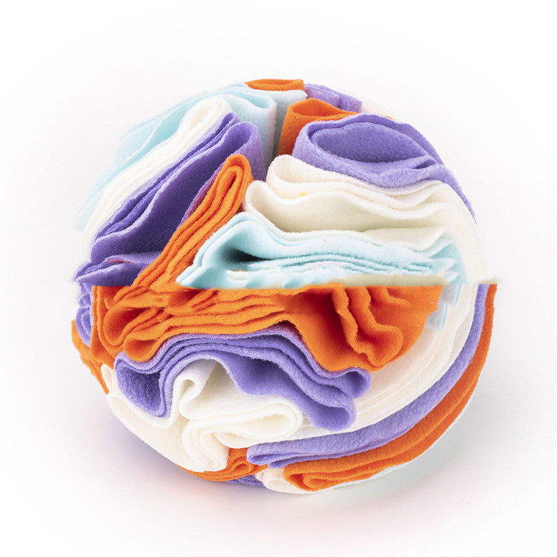 Fleece Snuffle Ball for Dogs and Cats - White orange purple blue / 15cm
