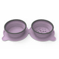 Foldable Double Travel Bowl in purple