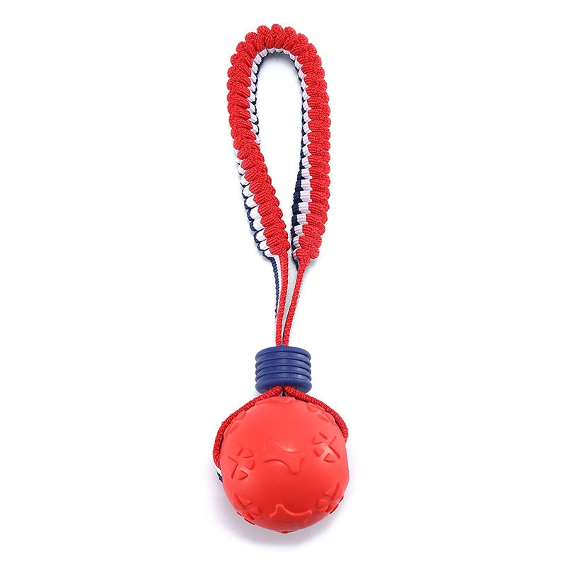 Ball Toy with Elastic Rope for Dogs - Bone Footprints Ball Red