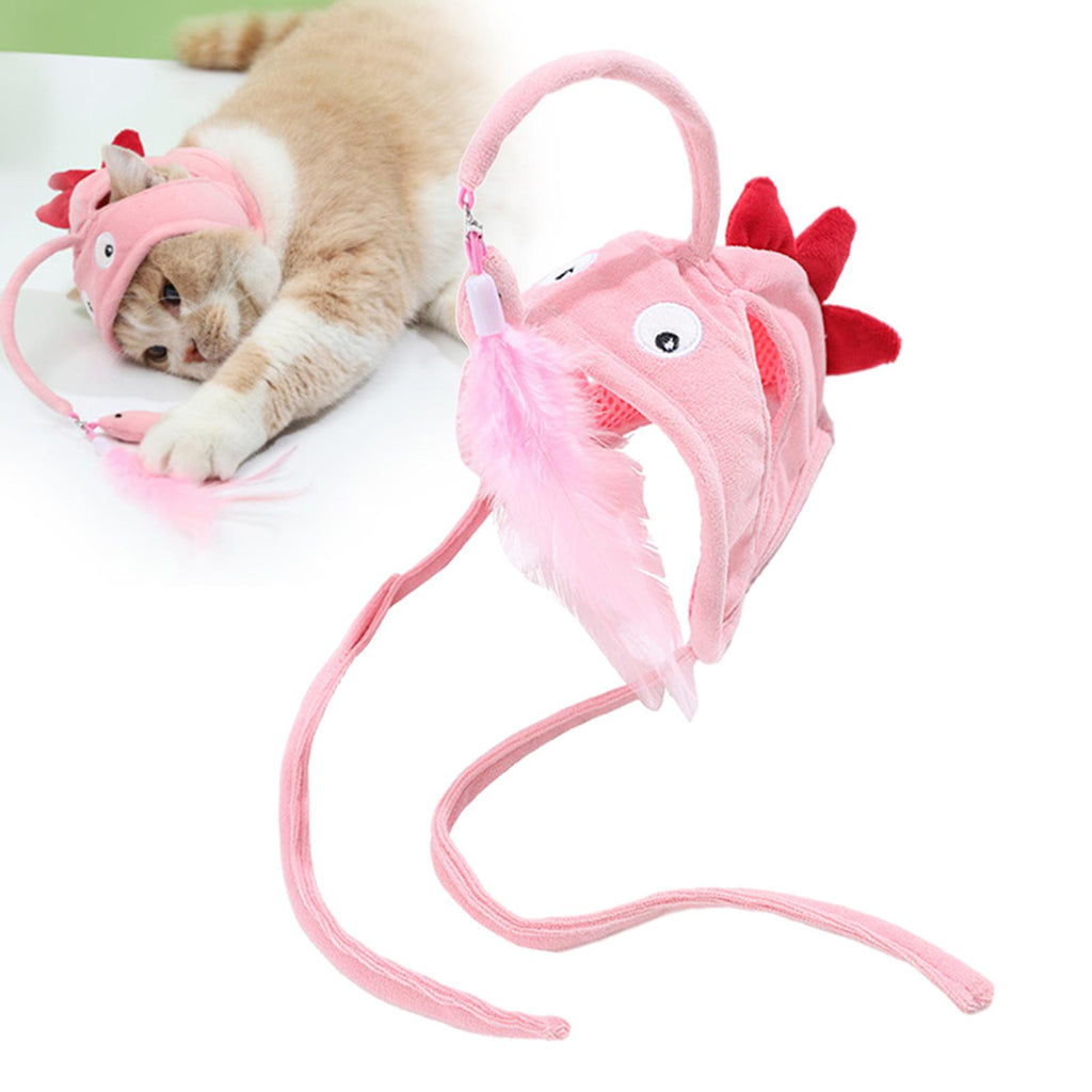 Head-Worn Feather Teaser Hat for Cats