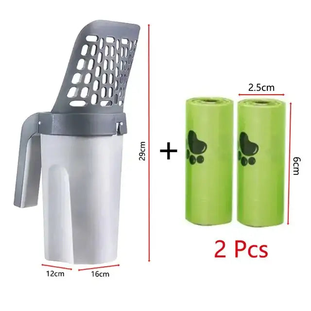 Removable Cat Litter Scoop and Bag Set - Sand shovel and 2 trash bags